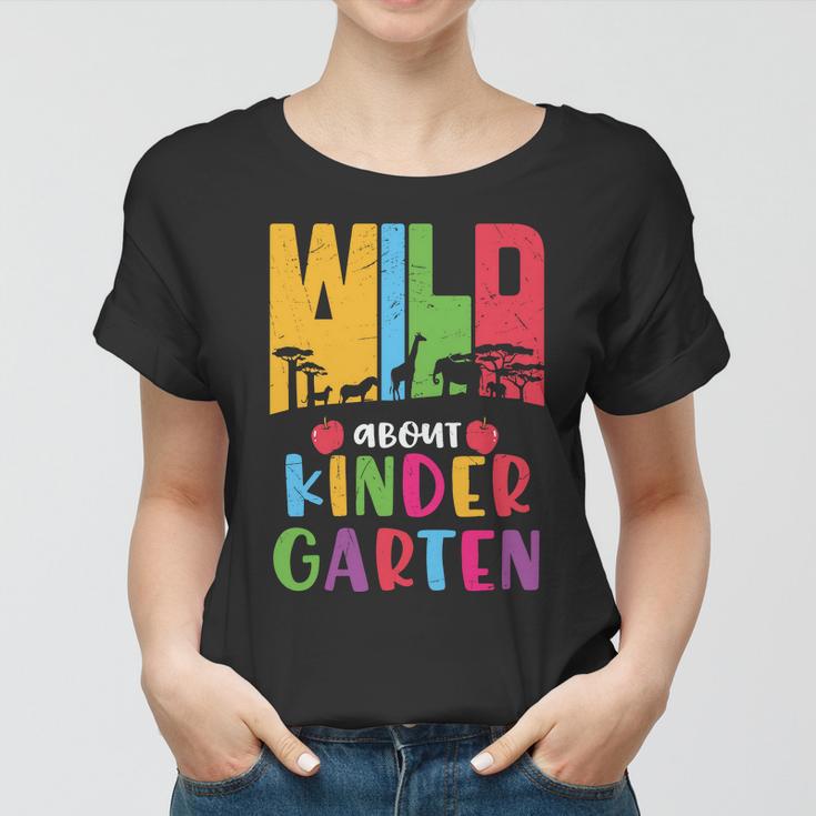 Wild About Kindergarten Funny Zoo Back To School First Day Of School Women T-shirt