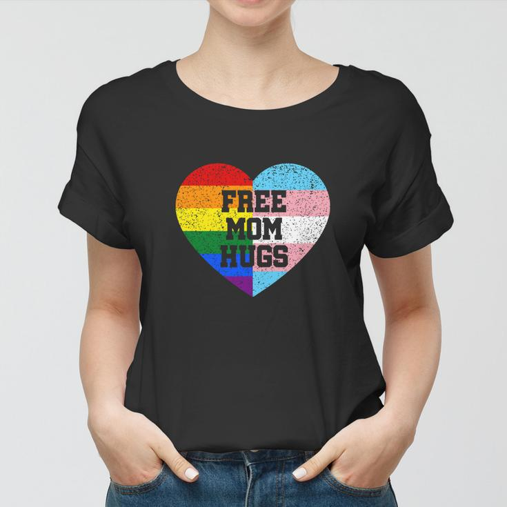 Womens Free Mom Hugs Gay Pride Transgender Rainbow Flag Tshirt Women T-shirt