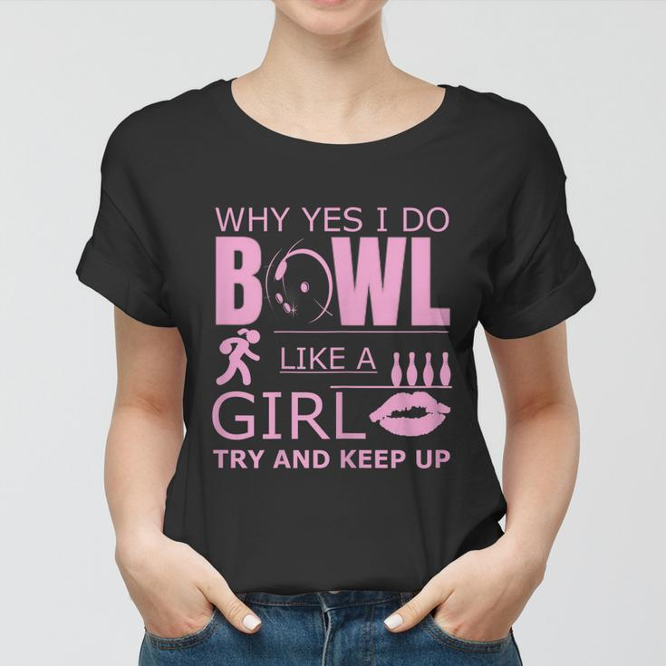 Womens Womens Bowling Funny Bowl Like A Girl Ten Pin Bowlers Graphic Design Printed Casual Daily Basic Women T-shirt