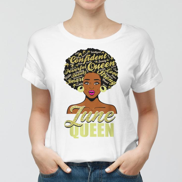 Black African American Melanin Afro Queen June Birthday Women T-shirt