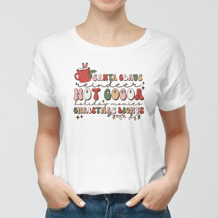 Christmas Vintage Santa Claus Hot Cocoa Holiday Christmas Lights Women T-shirt