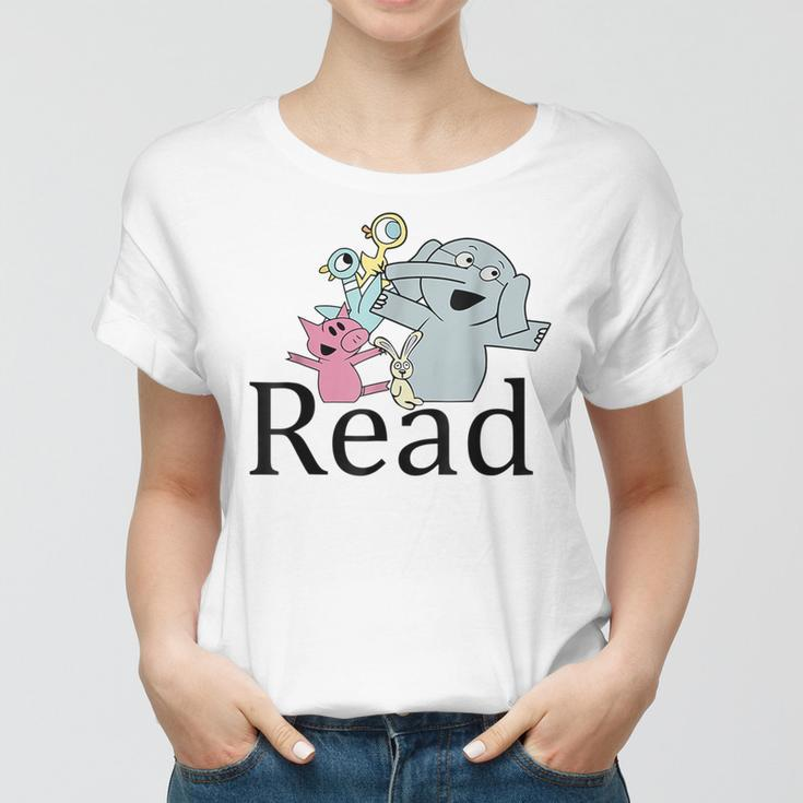Funny Read Book Club Piggie Elephant Pigeons Teacher Women T-shirt