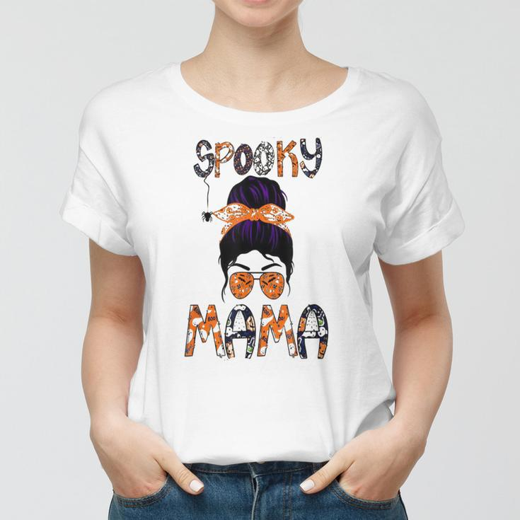 Funny Spooky Skull Witch Mom Halloween Spooky Mama Halloween Women T-shirt