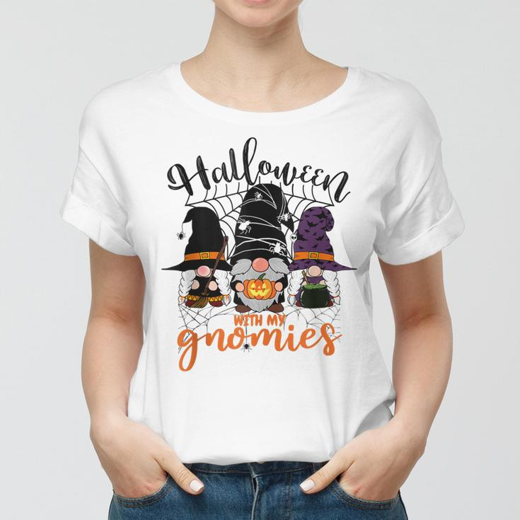 Gnomes Halloween With My Gnomies Witch Garden Gnome Women T-shirt