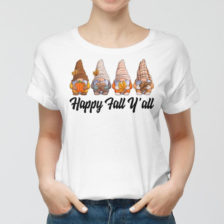 Happy Fall Yall Gnome Pumpkin Funny Autumn Gnomes Women T-shirt