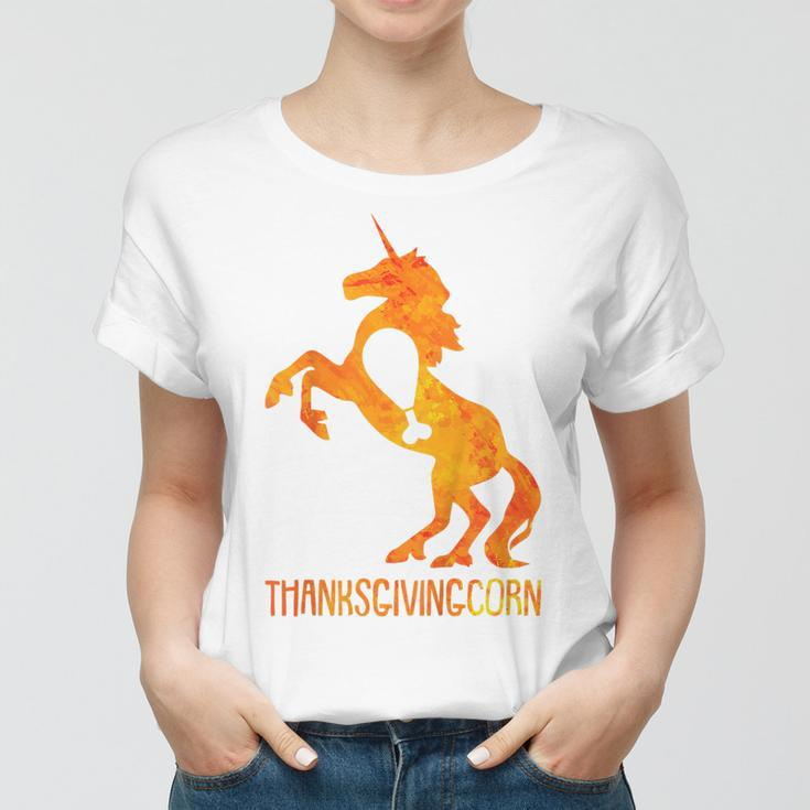 Kids Unicorn Thanksgiving Day Funny Turkey Leg Fall Autumn Women T-shirt