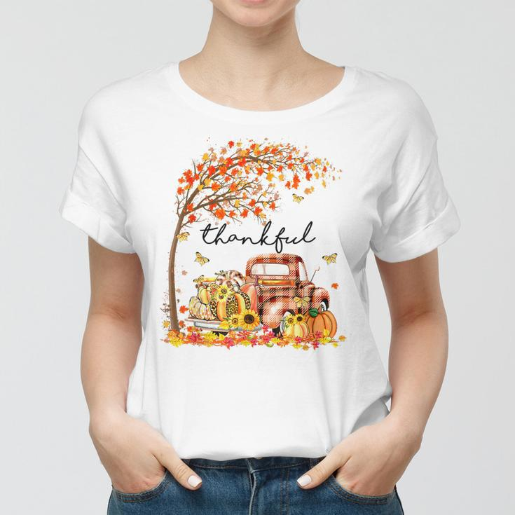 Thankful Grateful Blessed Pumpkin Truck Its Fall Yall Autumn Women T-shirt