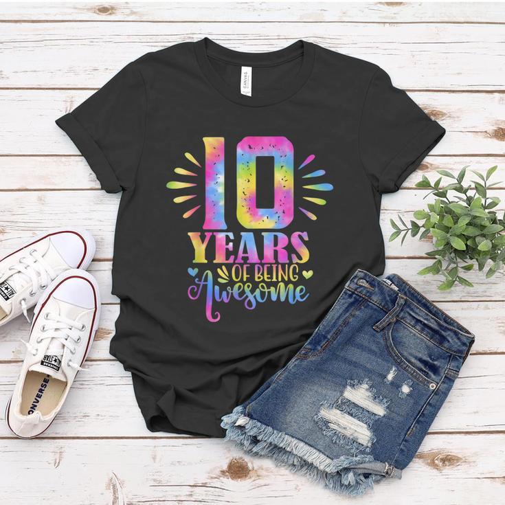 10 Years Of Being Awesome 10Th Birthday Girl Women T-shirt Unique Gifts