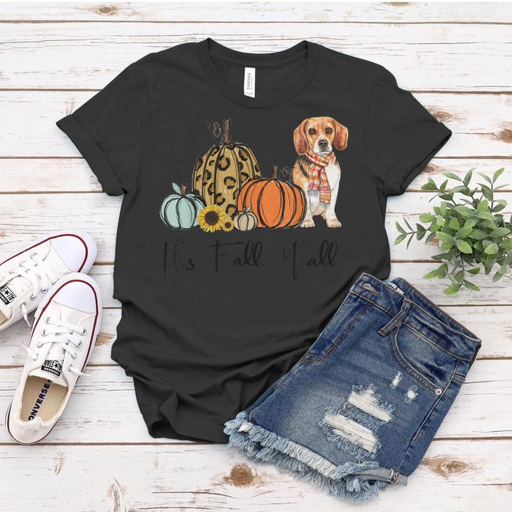 Its Fall Yall Yellow Beagle Dog Leopard Pumpkin Falling  Women T-shirt