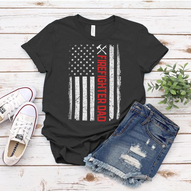 Firefighter Retro American Flag Firefighter Dad 4Th Of July Fathers Day Women T-shirt