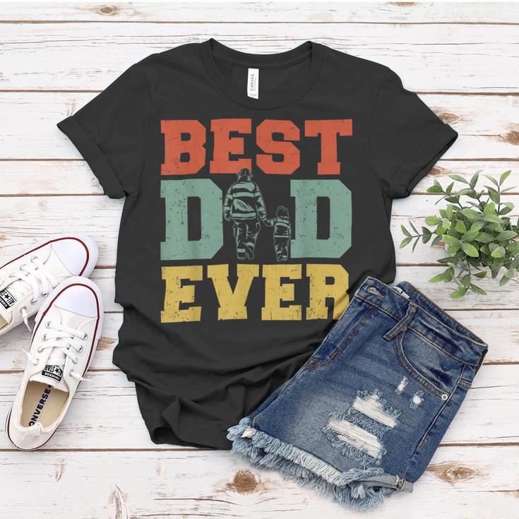 Firefighter Retro Best Dad Ever Firefighter Daddy Happy Fathers Day V2 Women T-shirt