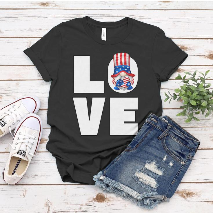 4Th Of July Gnome For Women Patriotic American Flag Heart Gift Women T-shirt Unique Gifts