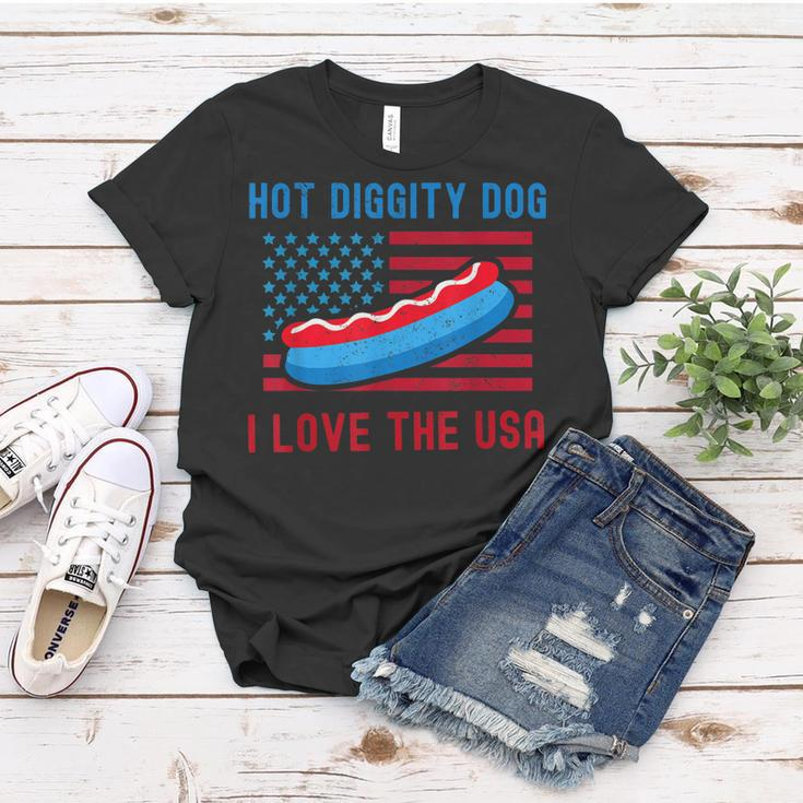 4Th Of July Hot Diggity Dog I Love The Usa Funny Hot Dog Women T-shirt Funny Gifts
