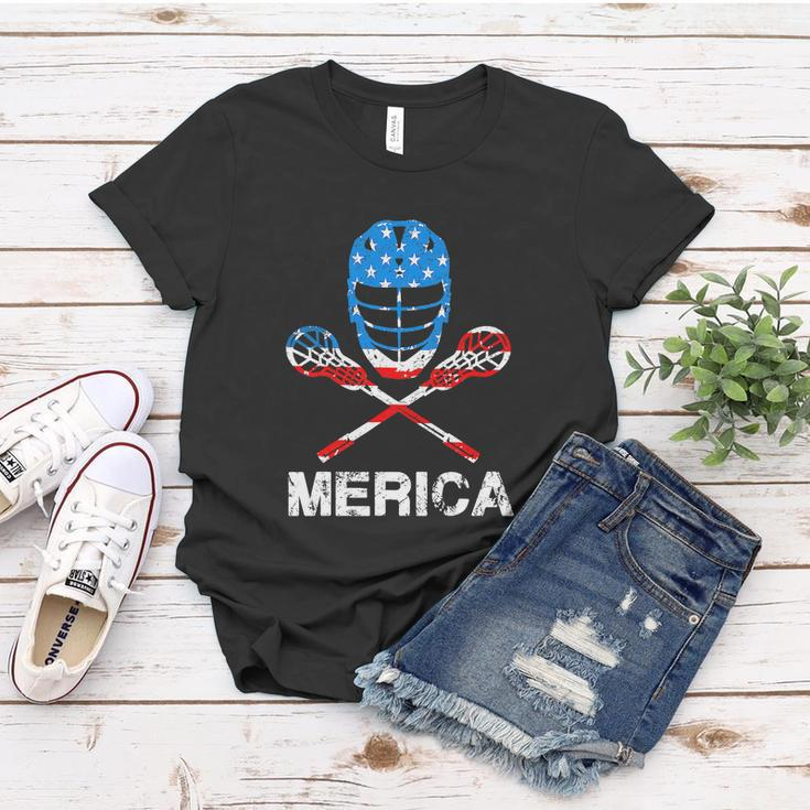4Th Of July Merica Lacrosse American Flag Women T-shirt Unique Gifts