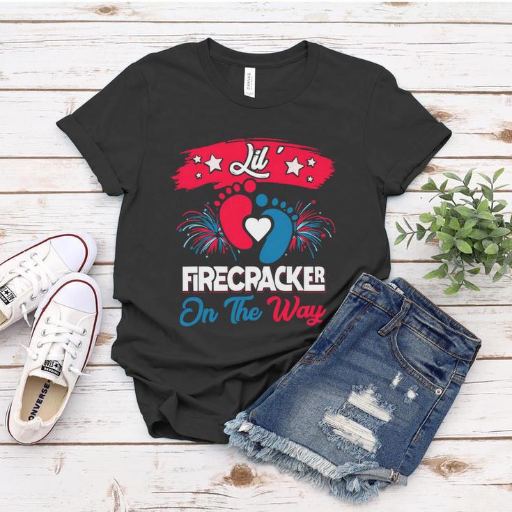 4Th Of July Pregnancy Patriotic Lil Firecracker On The Way Gift Women T-shirt Unique Gifts