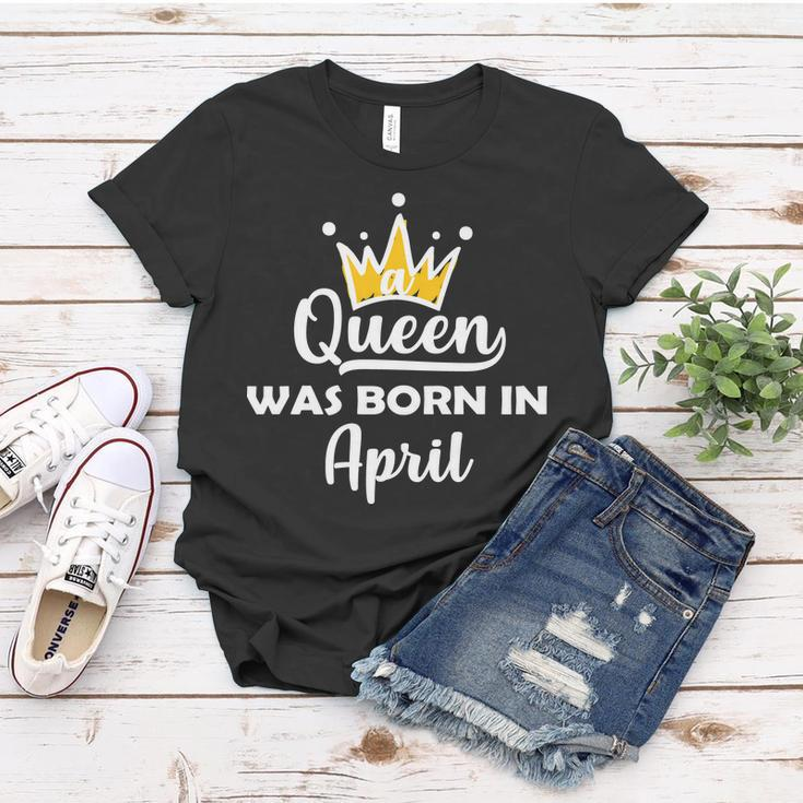 A Queen Was Born In April Birthday Graphic Design Printed Casual Daily Basic Women T-shirt Personalized Gifts