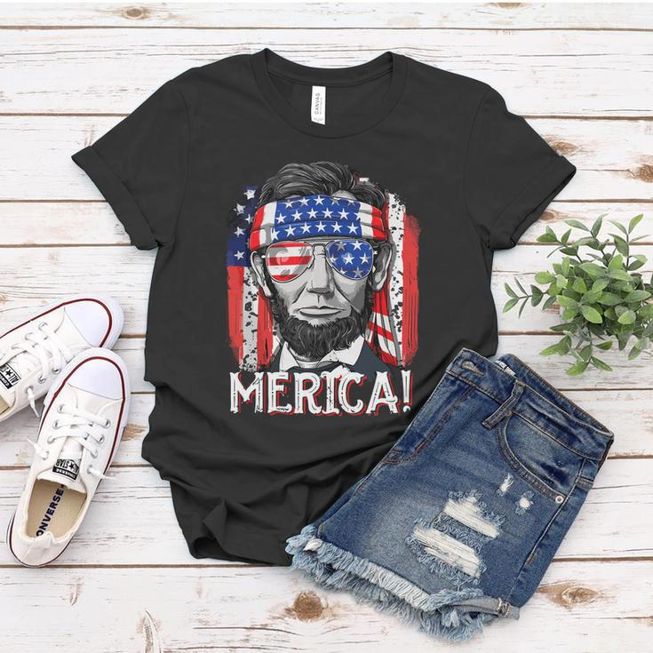 Abraham Lincoln 4Th Of July Merica Men Women American Flag Women T-shirt Unique Gifts