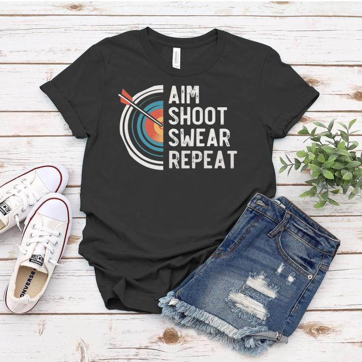 Aim Shoot Swear Repeat &8211 Archery Women T-shirt Unique Gifts