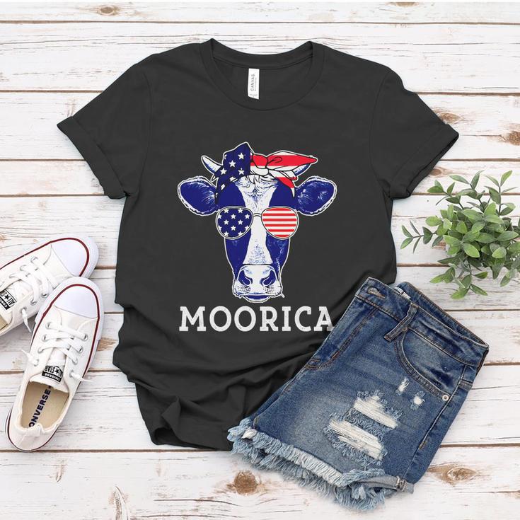 American Flag Patriotic Cow 4Th Of July Women T-shirt Unique Gifts