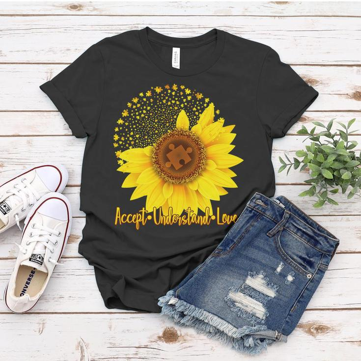 Autism Awareness Sunflower Puzzle Women T-shirt Unique Gifts