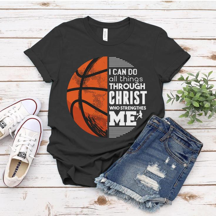 Basketball Faith All Things Through Christ Women T-shirt Unique Gifts