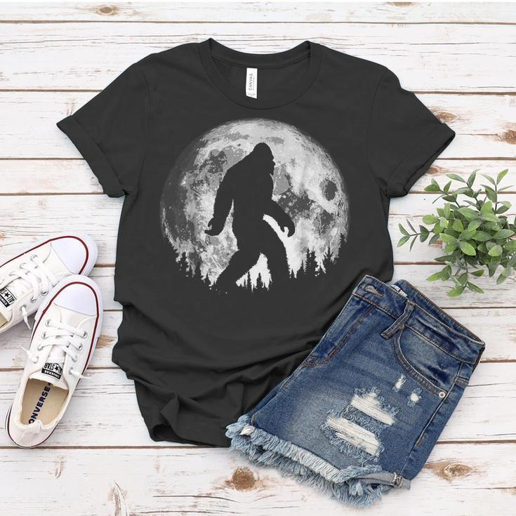 Bigfoot Night Stroll Cool Full Moon Night & Trees Sasquatch Women T-shirt Personalized Gifts