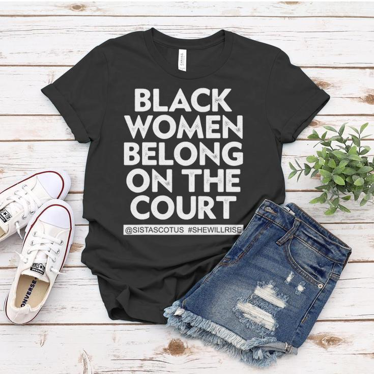 Black Women Belong On The Court Sistascotus Shewillrise Women T-shirt Unique Gifts