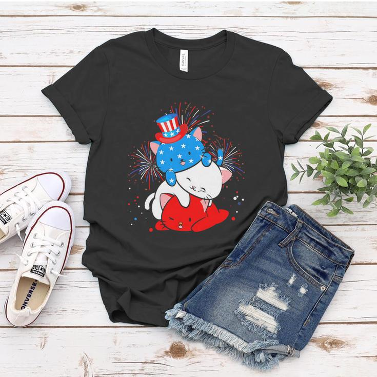 Cat Lovers American Flag 4Th Of July Funny Women T-shirt Unique Gifts