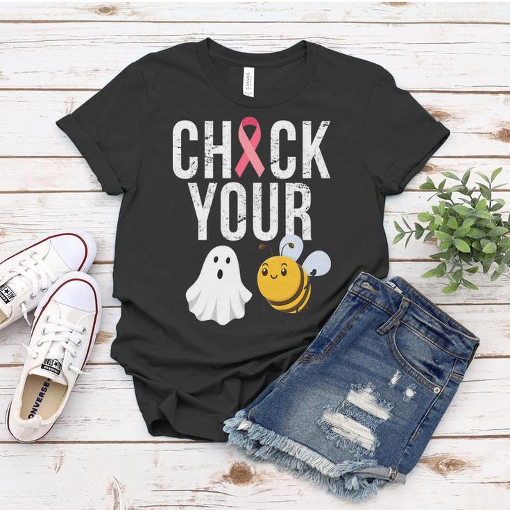 Check Your Boo Bees Breast Cancer Halloween Women T-shirt Unique Gifts