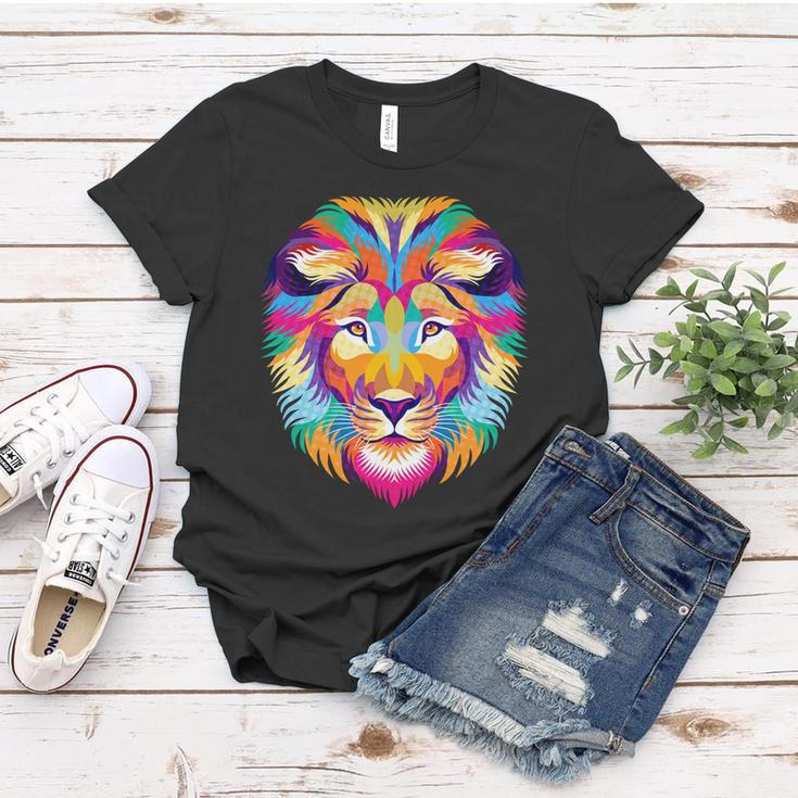 Colorful Abstract Lion Women T-shirt Unique Gifts