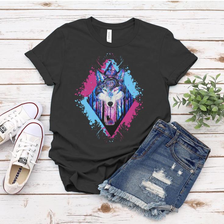 Colorful Wolf Painting Wolves Lover Women T-shirt Unique Gifts