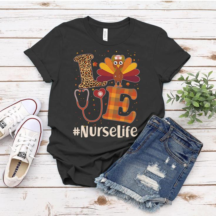 Cute Thanksgiving Nurselife Fall Patterns Nurse Turkey Tshirt Women T-shirt Unique Gifts