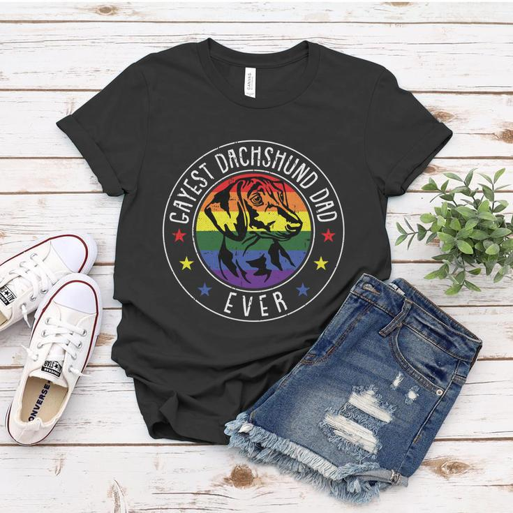 Dachshund Dad Lgbtgreat Giftq Gay Pride Flag Doxie Dog Lover Ally Great Gift Women T-shirt Unique Gifts