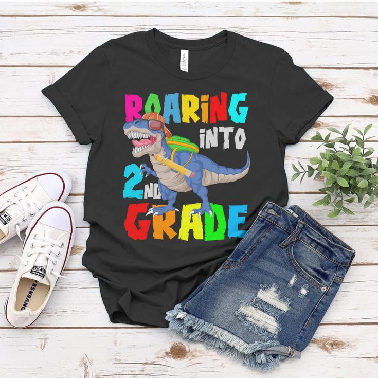 Dinosaur Roaring Into 2Nd Grade Women T-shirt Unique Gifts