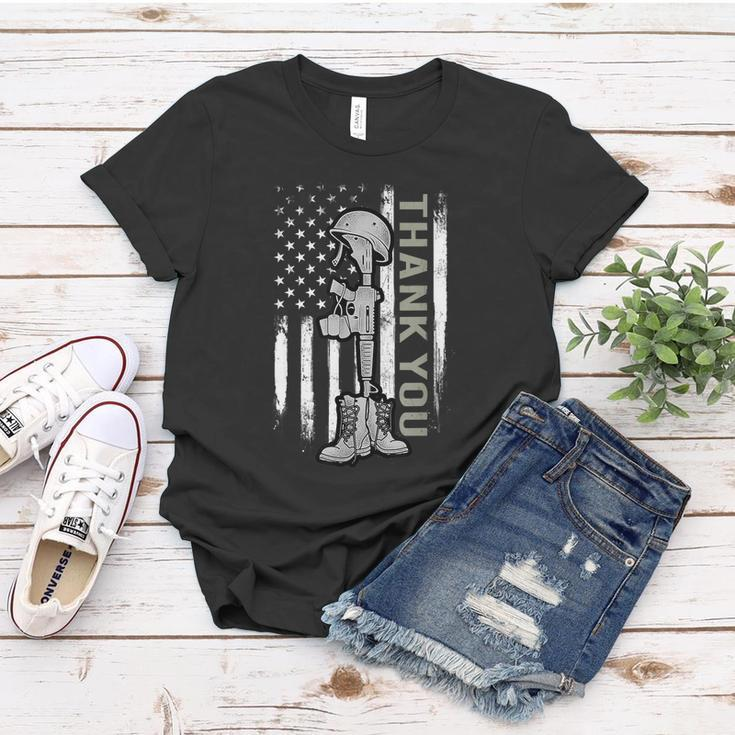 Distressed Memorial Day Gift Us Flag Military Boots Dog Tags Gift Women T-shirt Unique Gifts