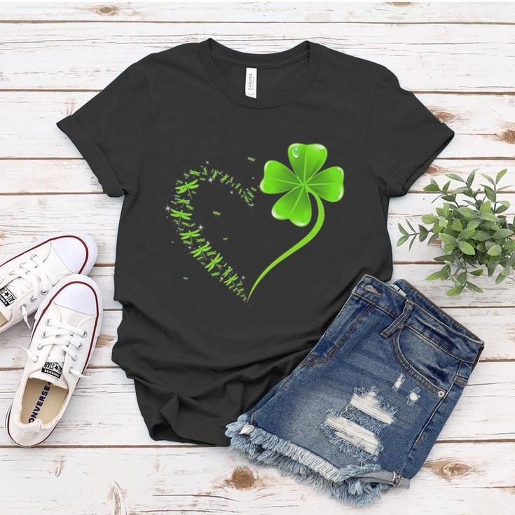 Dragonfly Heart Irish Shamrock Heart Clover St Patrick Day Women T-shirt Personalized Gifts