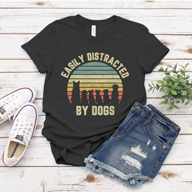 Easily Distracted By Dogs Shirt Funny Dog Dog Lover Graphic Design Printed Casual Daily Basic Women T-shirt Personalized Gifts