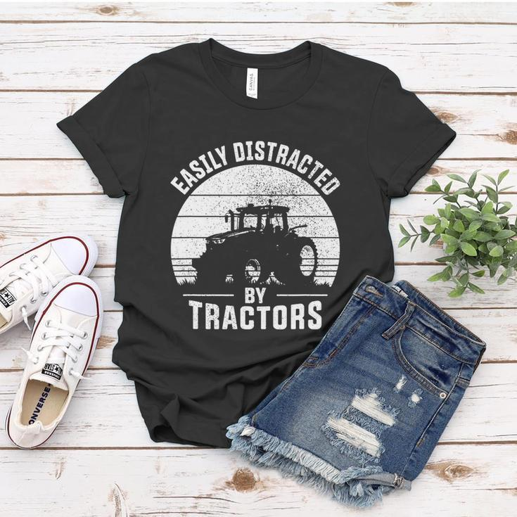 Easily Distracted By Tractors Farmer Tractor Funny Farming Tshirt Women T-shirt Unique Gifts
