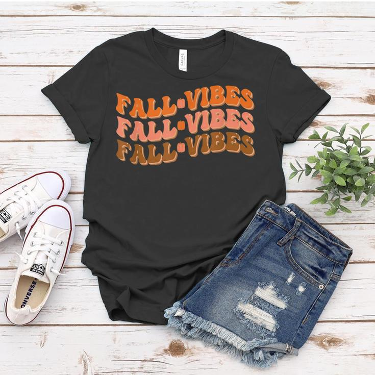 Fall Vibes Thanksgiving Retro Groovy Women T-shirt Personalized Gifts