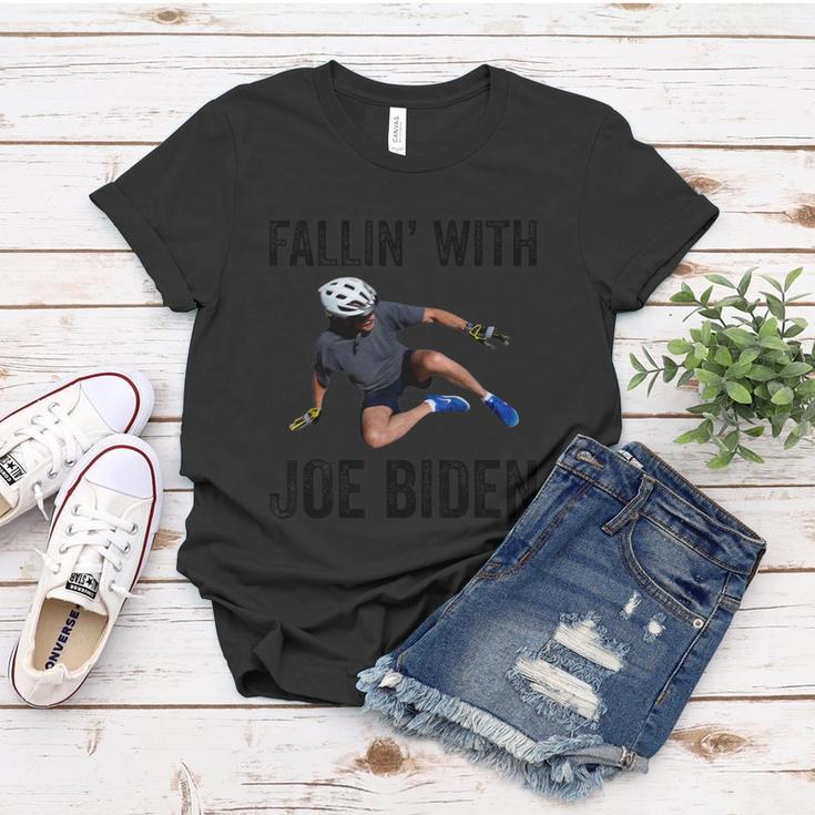 Falling With Joe Biden Falls Off On His Bike Funny Meme Women T-shirt Unique Gifts