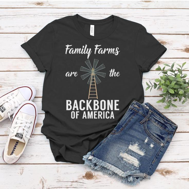 Family Farms Are The Backbone Of America Farm Lover Farming Women T-shirt Unique Gifts