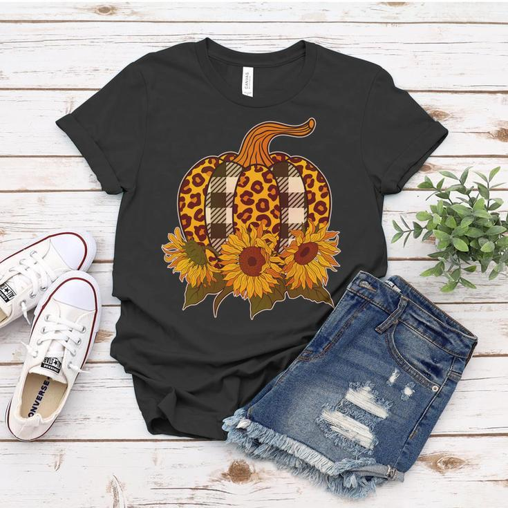 Fashion Autumn Leopard Buffalo Plaid Pumpkin Graphic Design Printed Casual Daily Basic Women T-shirt Personalized Gifts