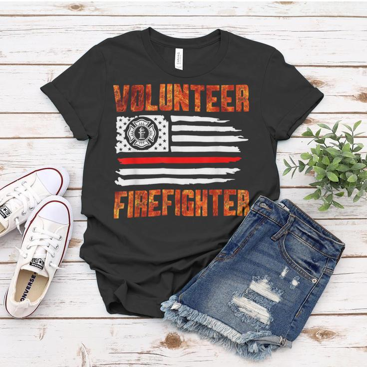 Firefighter Red Line Flag Fireman Wife Girlfriend Volunteer Firefighter V2 Women T-shirt Funny Gifts