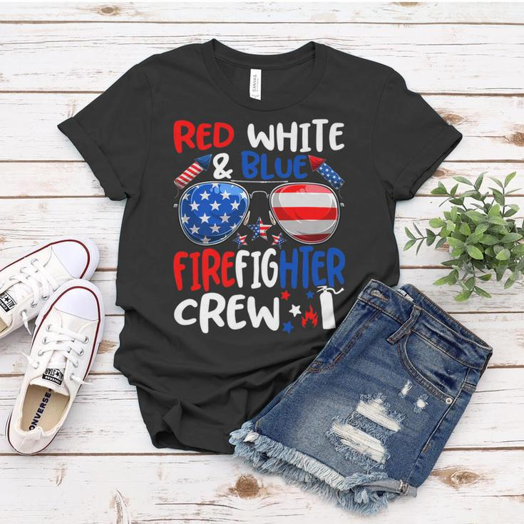 Firefighter Red White Blue Firefighter Crew American Flag V2 Women T-shirt Funny Gifts