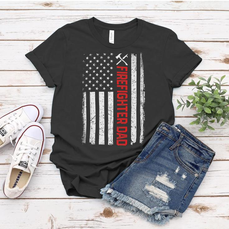Firefighter Retro American Flag Firefighter Dad 4Th Of July Fathers Day Women T-shirt Funny Gifts