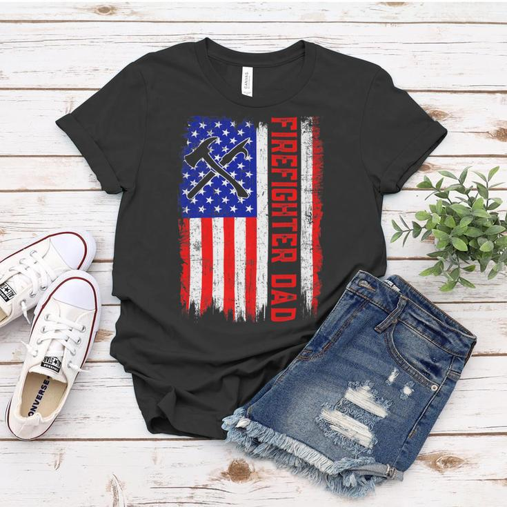 Firefighter Retro American Flag Firefighter Dad Jobs Fathers Day V3 Women T-shirt Funny Gifts