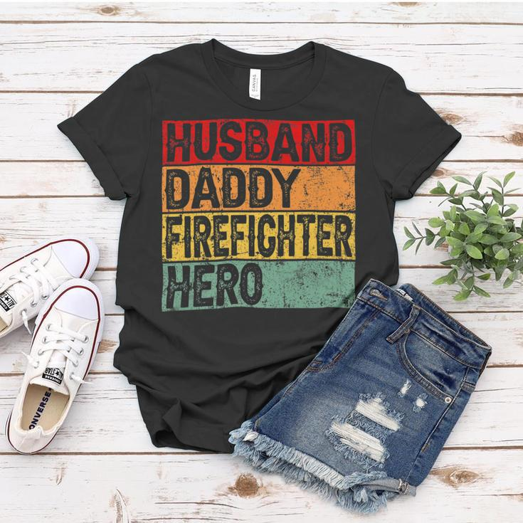 Firefighter Retro Vintage Husband Daddy Firefighter Fathers Day Dad Women T-shirt Funny Gifts