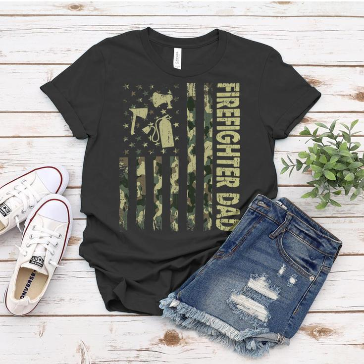 Firefighter Usa Flag Camouflage Firefighter Dad Patriotic Fathers Day Women T-shirt Funny Gifts