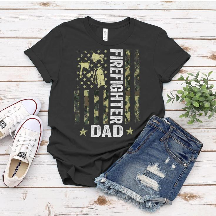 Firefighter Usa Flag Camouflage Firefighter Dad Patriotic Fathers Day_ Women T-shirt Funny Gifts