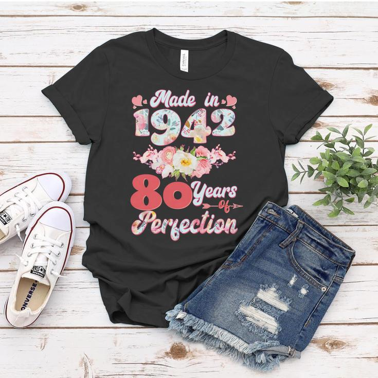Flower Floral Made In 1942 80 Years Of Perfection 80Th Birthday Women T-shirt Unique Gifts